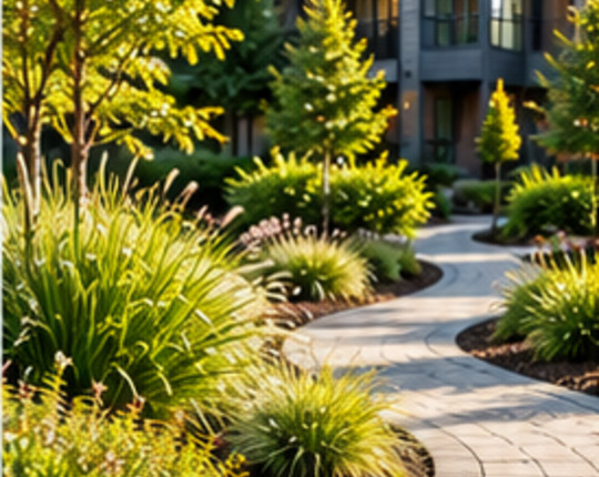 Professionally maintained residential landscaping